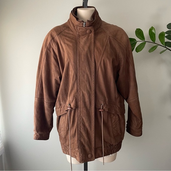 Vintage Other - Vintage Architect Genuine Leather Zip Jacket Brown Cinchable Unisex Size Small